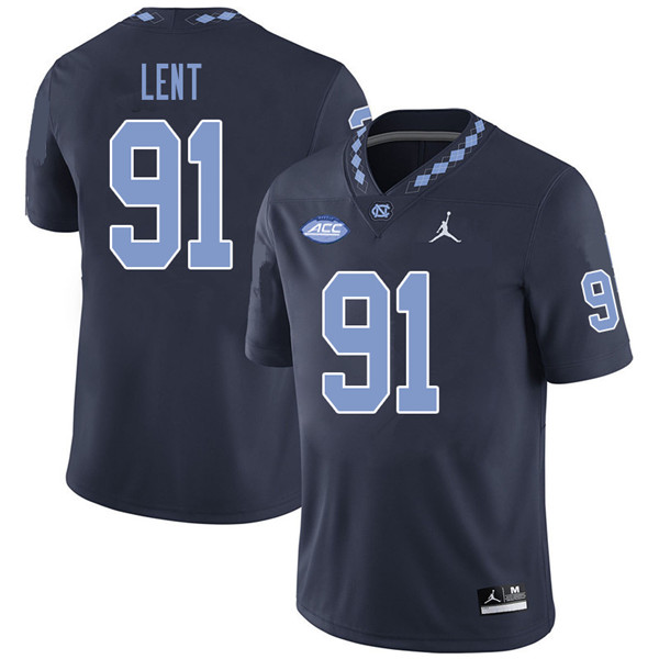 Jordan Brand Men #91 Hunter Lent North Carolina Tar Heels College Football Jerseys Sale-Navy